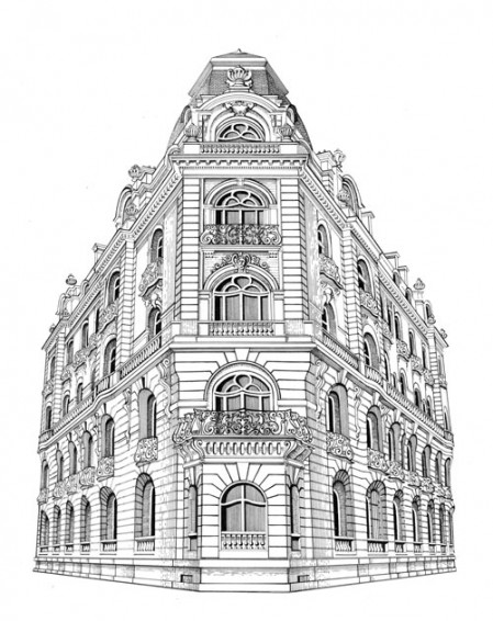 dessin façade haussmannienne